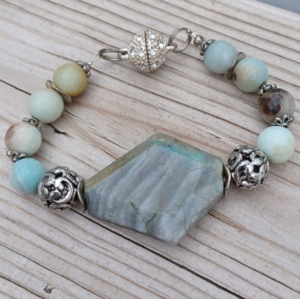 Handmade precious stones Bracelet 7 1/2 inches